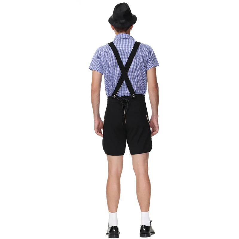 Deluxe Guy Oktoberfest Kostuum Bavarian Lederhosen Geruit Shirt Bier Festival Cosplay Fancy Party Dress Carnaval Halloween