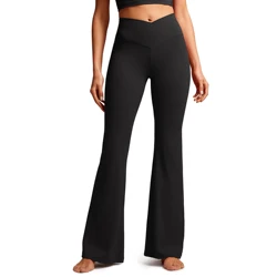 Crossover Flare Leggings for Women - High Waist V Cross Bootcut Bell Bottoms Tummy Control Yoga Pants