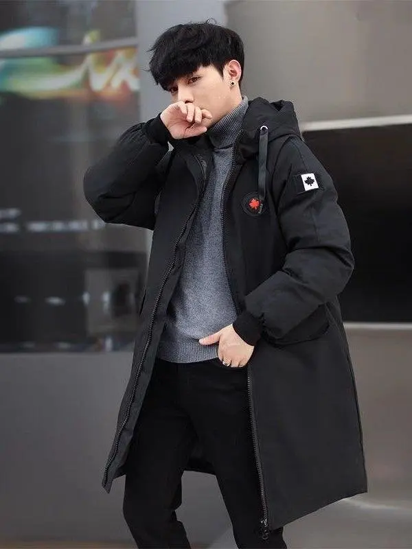 

Men's Winter Thiened Long Cotton Jaet Warm Outerwear Coat Stand Fit Detachable Hood Long Sve Big Size Coat
