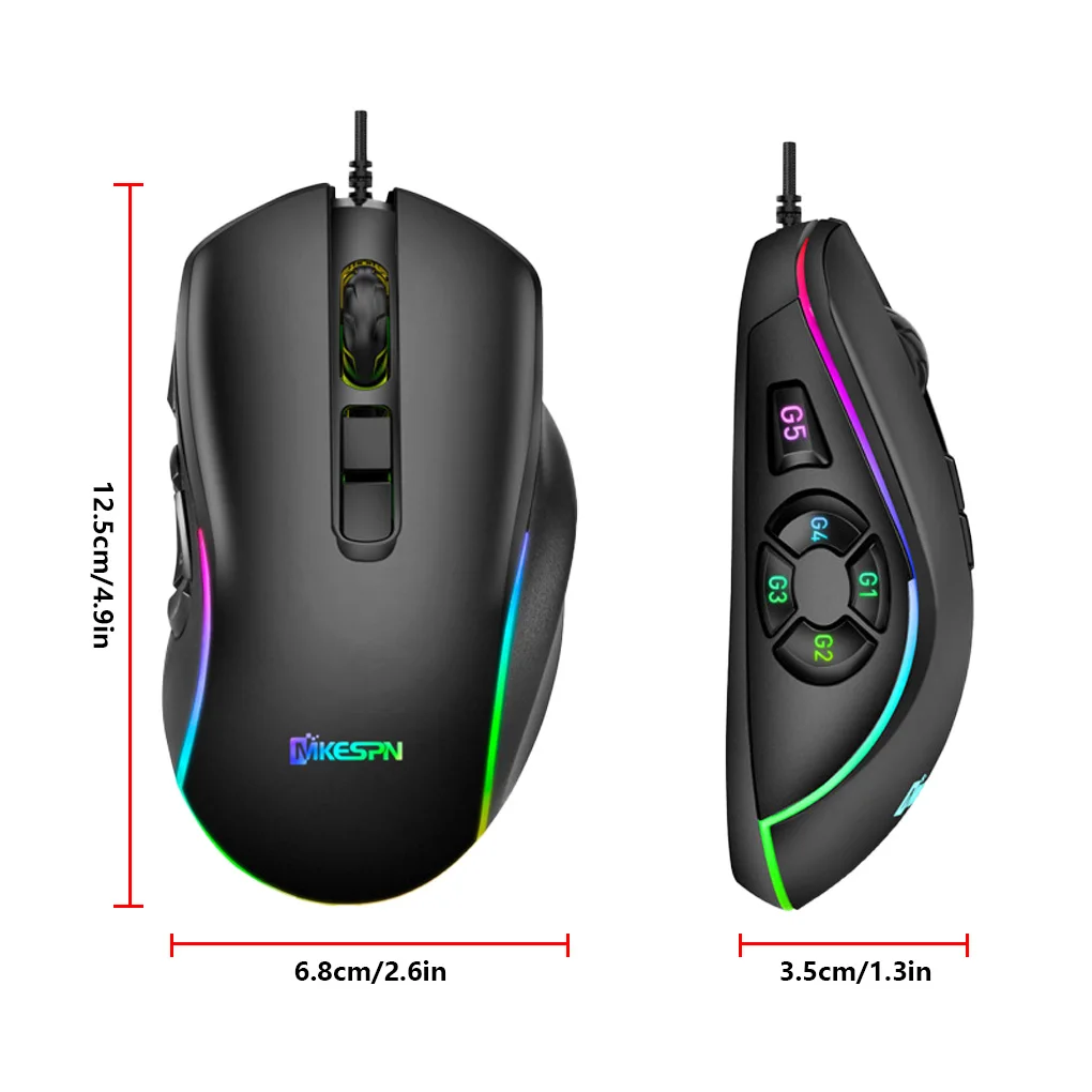 Gaming Mouse Computer Mouse Gamer 7200DPI 10 Buttons 7 Colors Ergonomic Pro PC Mice RGB Wired Mouse For Laptop PC Games