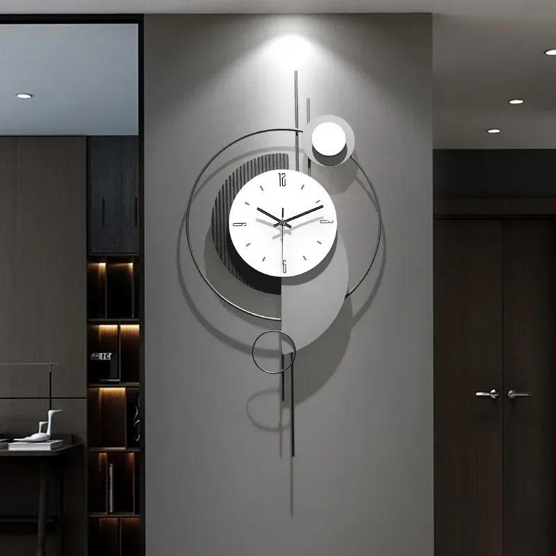 

Metal Bedroom Wall Clocks Modern Fashion Living Room Pendulum Creative Wall Clock Hall Big Atmosphere Reloj De Pared Home Decor