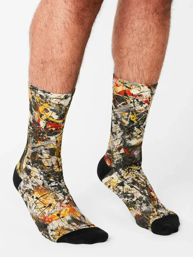 Jackson pollock art retro Socks with print happy Luxury Woman Socks Men's image 3