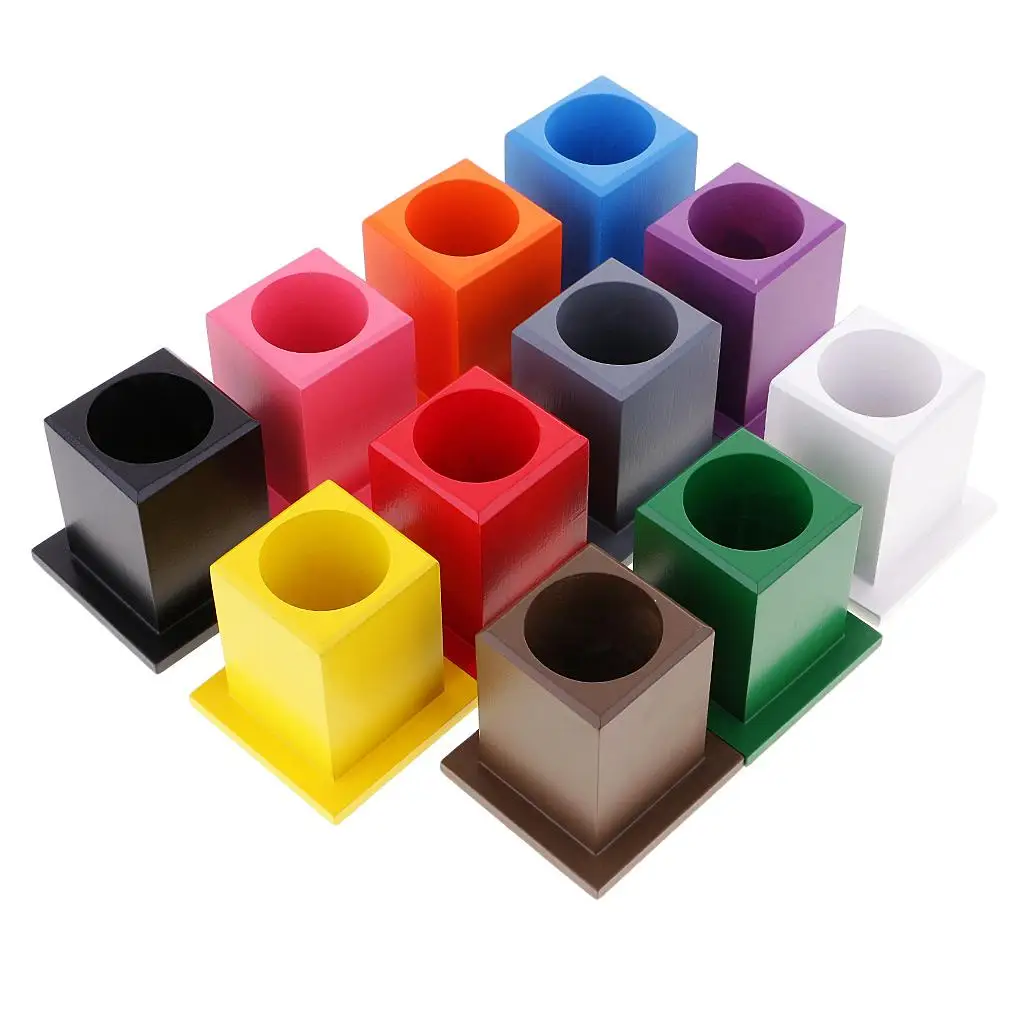 Children Montessori Material Beechwood 1 Colored Pen Container Holder