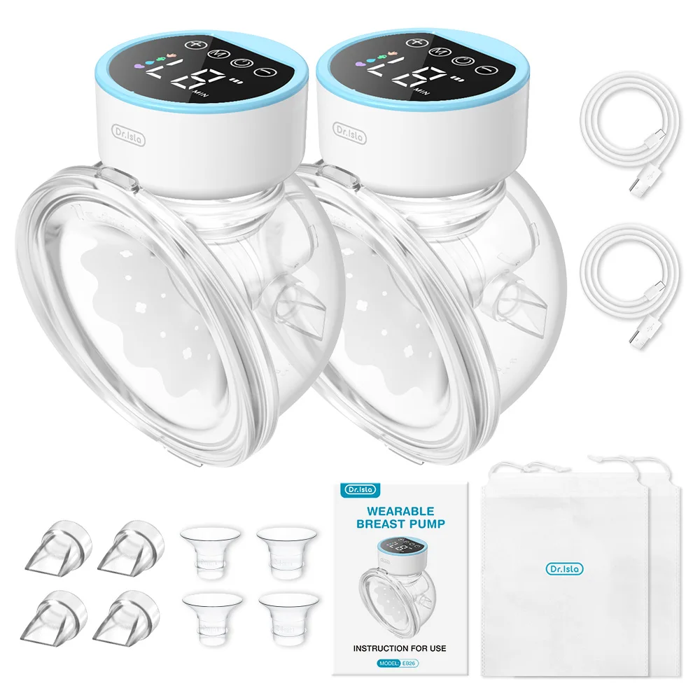 Dr.isla 2Pcs Breast Pumps Electric Portable Hands Free Wearable Breast Pump Silent Electric Breast Milk Extractor Collector