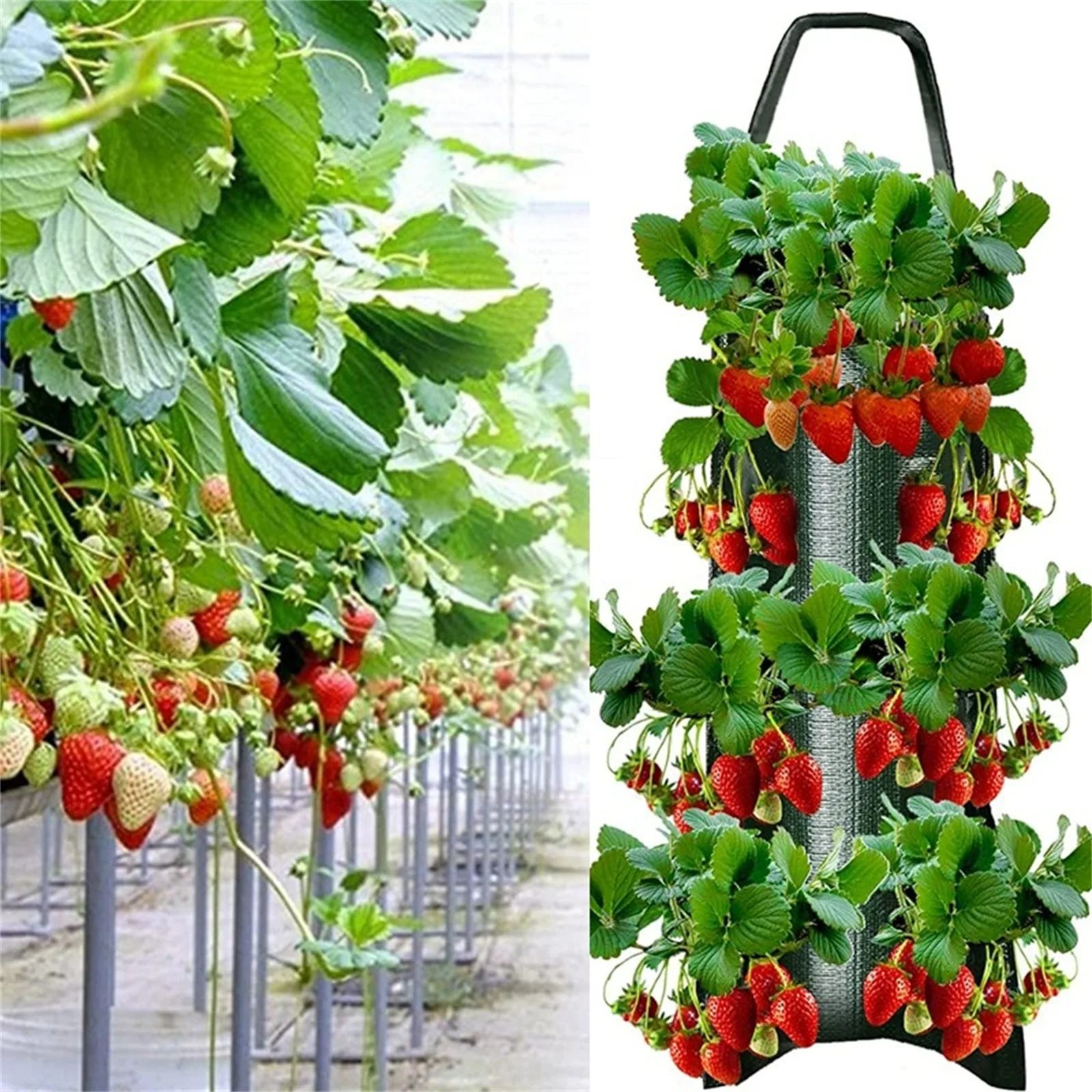 

4/6/8/10-Hole Hanging Planting Bag Fabric Pouch For Plant Aeration & Growth Easy Harvesting Of Vegetables Roses Strawberry