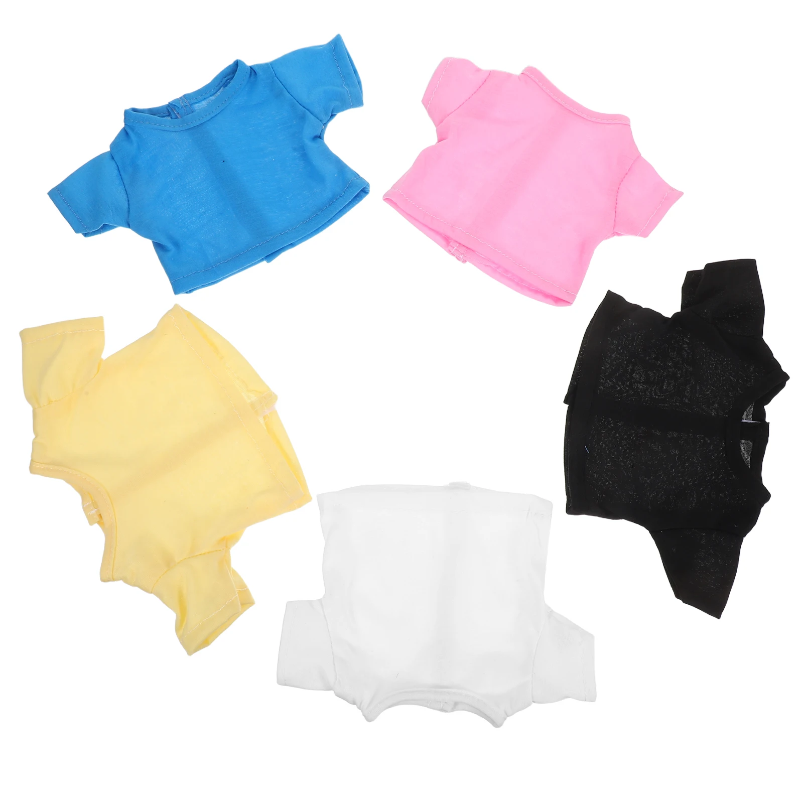 5 pçs animal de pelúcia urso camisetas cor sólida manga curta roupas acessórios confortáveis 18 Polegada roupas fantoche adorável