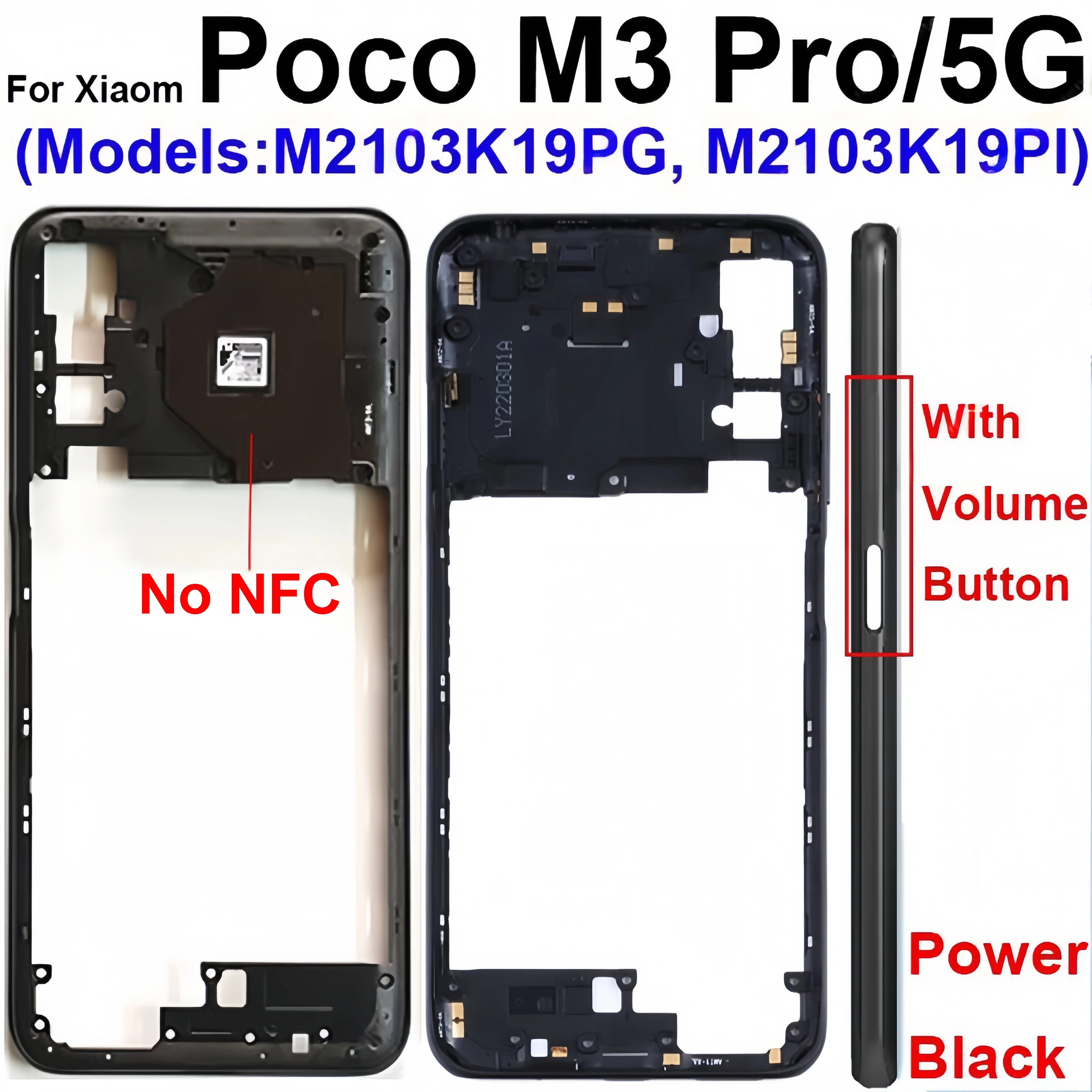 Obudowa środkowej ramki do Xiaomi Pocophone POCO M3 Pro M3 Pro 4G/5G Środkowa ramka Uchwyt Pokrywa Części ramki — zdjęcie produktu 2
