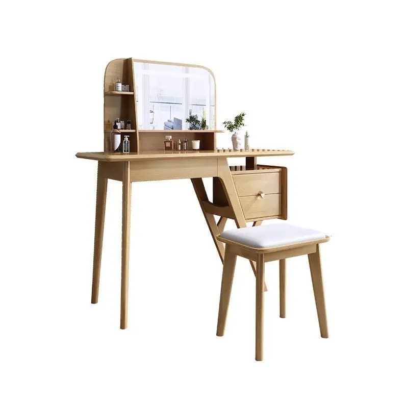 

Скандинавский комод из цельного дерева, современный простой новый столик для спальни, маленькой квартиры, простой столик для макияжа со знаменитостями в Интернете