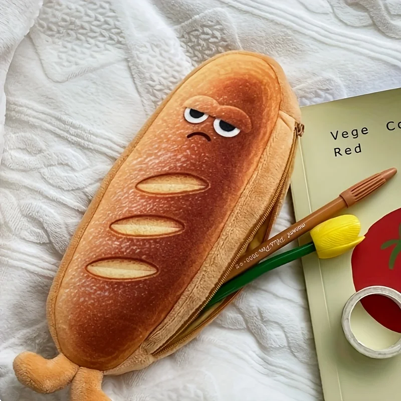 Bread Shaped Pencil Case Cartoon Design  Soft and Durable Student Stationery Storage Bag  Fun and Practical Pencil Case