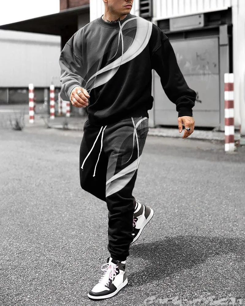 Tracksuit O Neck Loose Clothes Man Long Sleeve Shirt Set 2 Piece Spring/Autumn Sports Suit Casual Streetwear 3D Lion Printed