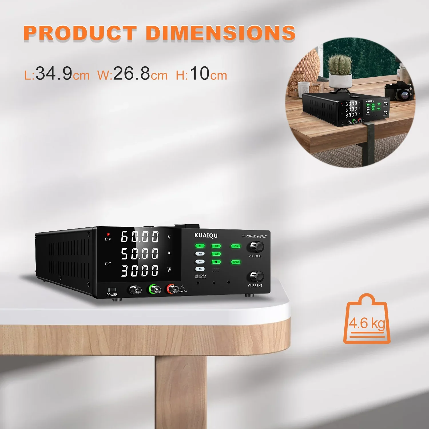 KUAIQU R-SPS6050S 3000W DC High Power Supply 0-60V 0-50A 4-Digit Display OCP/OVP 4 Memory Groups USB/RS232 For Industrial/LAB