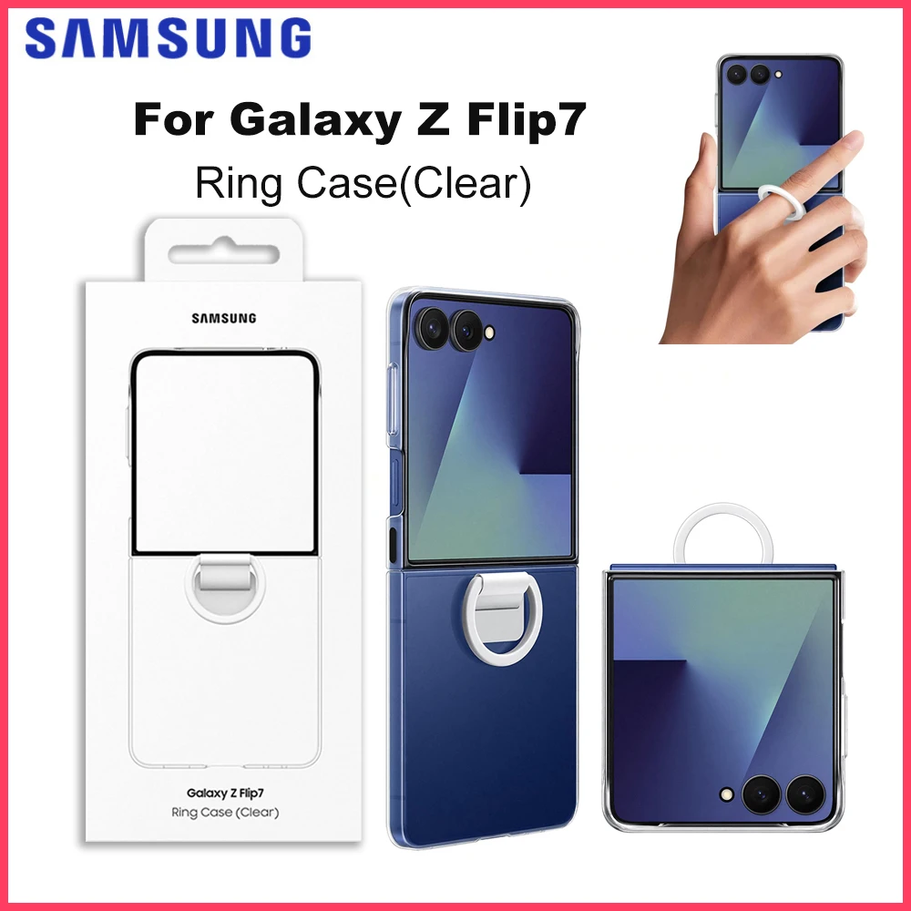 

Оригинальный чехол Samsung Clear Ring EF-QF766 для Galaxy Z Flip7, чехол для телефона с кольцевым держателем, силиконовый защитный чехол, противоударный