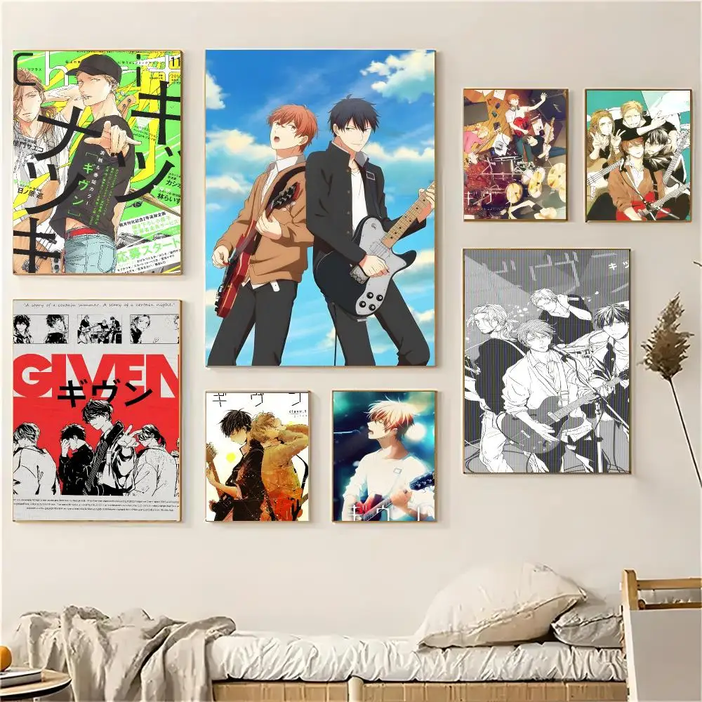 Given anime Poster Self-adhesive Advanced Aesthetic Printing Paper Wall Art for Living Room Home Decor