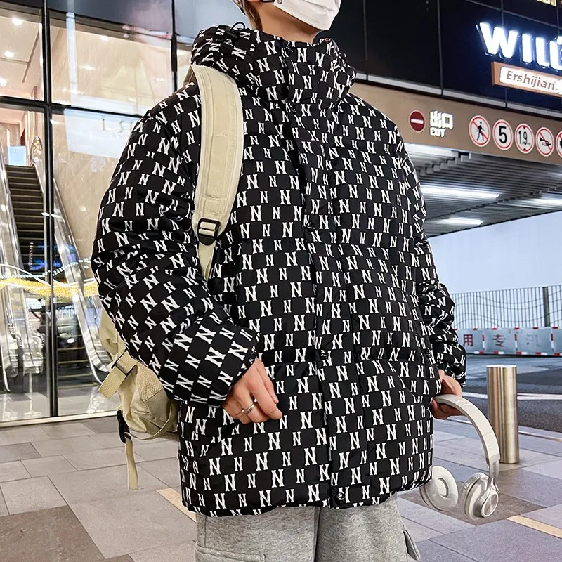 

Winter New 2026 Men's ort Loose Thiened down Jaet Street Sle Student Coat Couple Matching Outdoor Casual Polyester Fiber