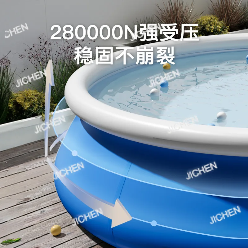 حمام سباحة شبكي مستدير قابل للنفخ، حمام سباحة مجداف الوالدين والطفل، حلقة علوية خارجية، حمام سباحة سميك قابل للنفخ #3