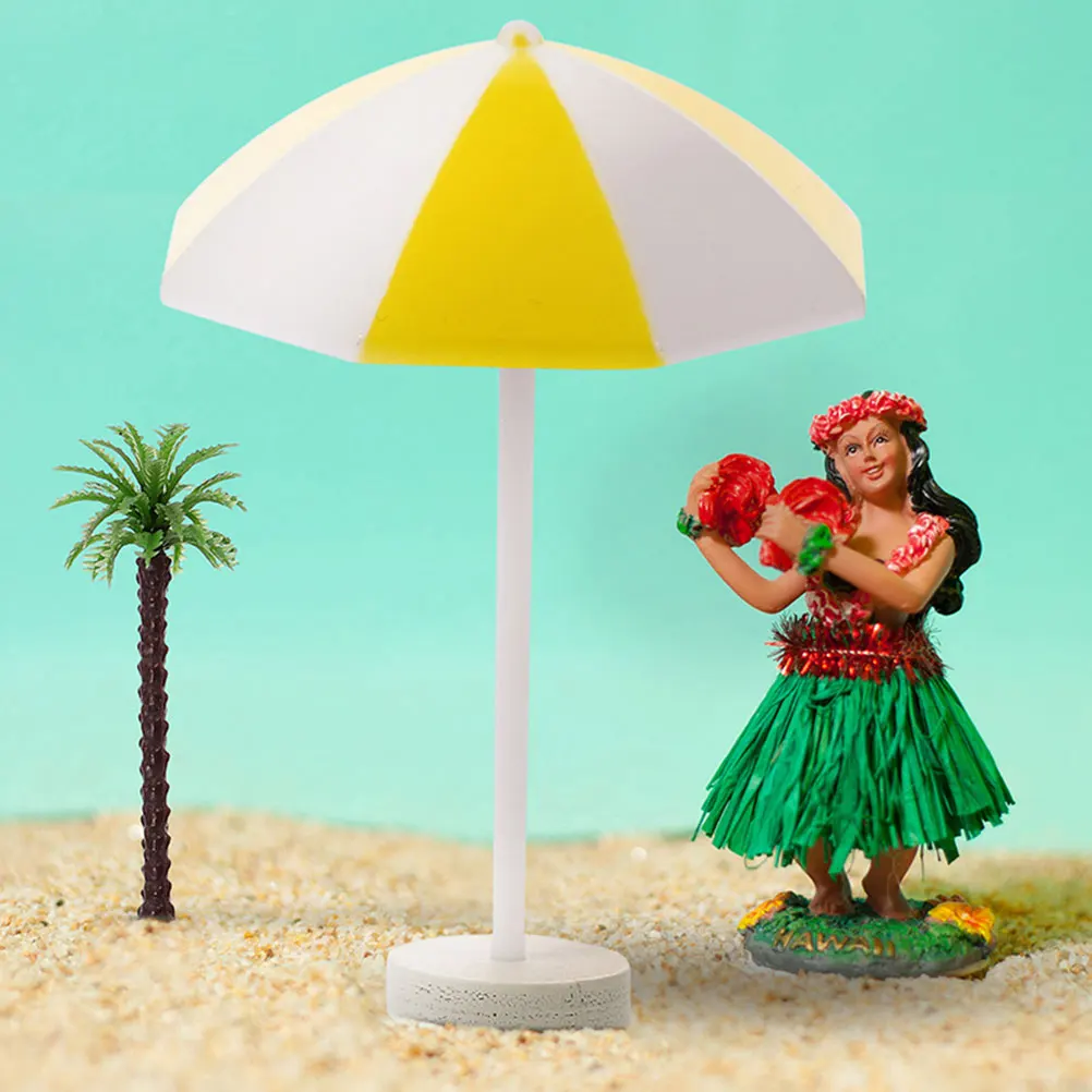 

6pcs Miniature Beach Umbrella Ornaments Firm Lightweight Resin Made Safe Material Small Figurine Parasol Decorative Mini Sun
