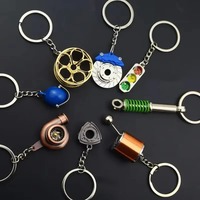 10PCSFashion Mini Auto Parts Car Wheel Keychain Auto Enthusiast Metal Keyring Accessories Key Ring Chain for Men Woman Gift