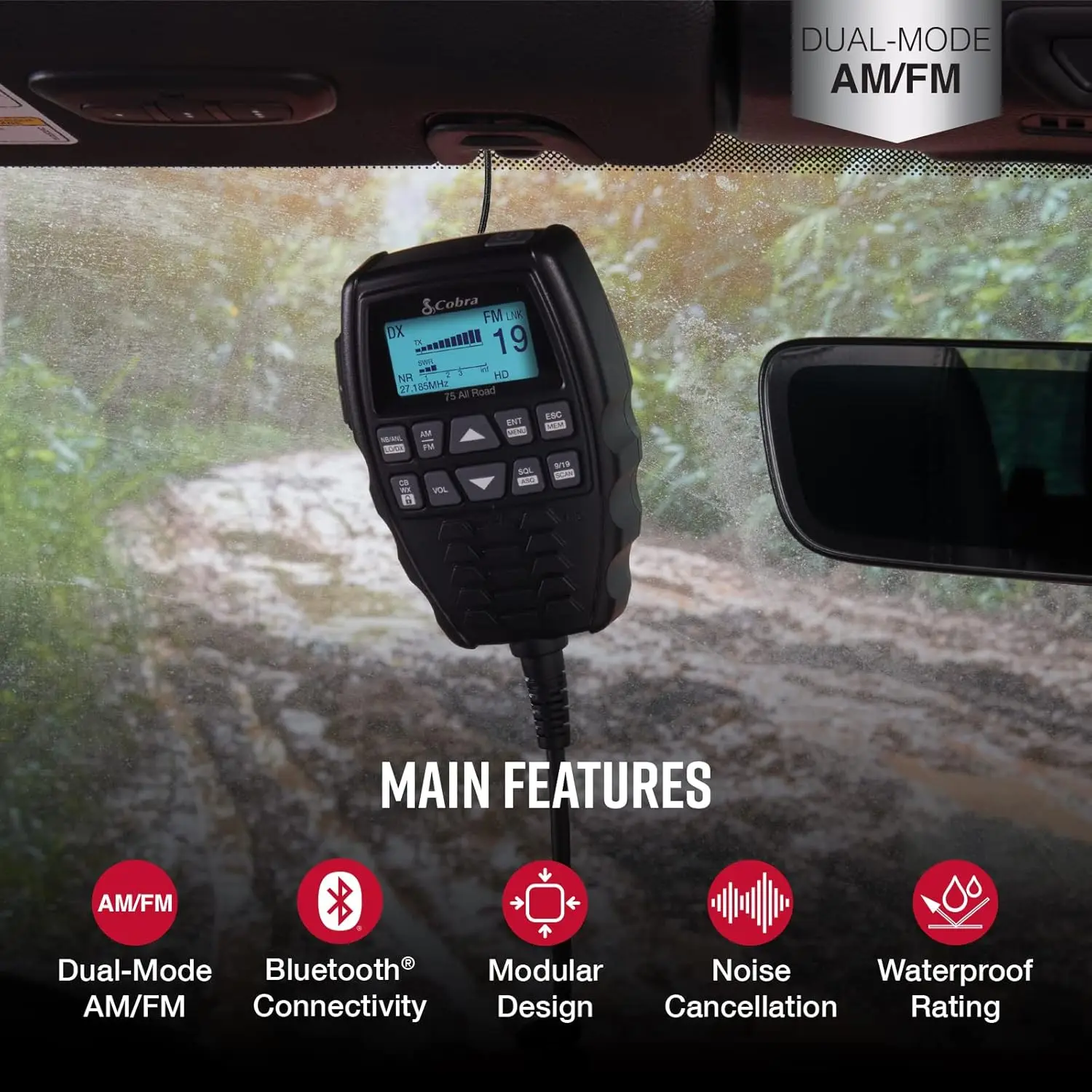 Radio - Dual-Mode AM/FM, Full 40 Channels, Bluetooth Connectivity, Digital Noise Cancellation, Waterproof