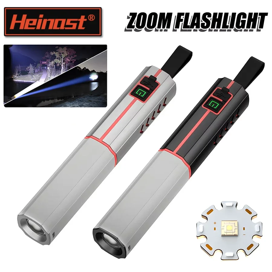 Heinast Lightweight and Ultra Bright LED Flashlight Suitable for Outdoor Camping Hanging, Durable and Extendable Zoom Flashlight