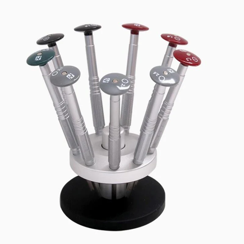 Eyeglass Repair Tool with Swivel Storage Base 9-Piece Eyeglass Screwdriver Set