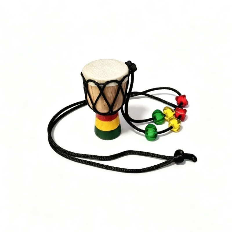 Mini Djembe Pendant Necklace Handmade Solid Wood African Drum Ornament Music Lover Gift Car Hanging Travel Souvenir