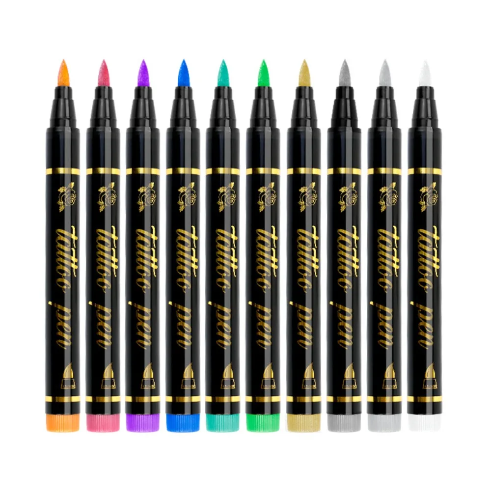 High Quality Metallic Temporary Pen Soft Head 10 Colors Marker Pen Washable DIY Pen Painting Supplies