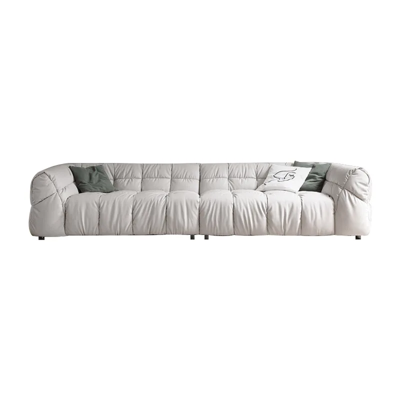 French cream style sofa small apartment living room anti-cat scratch silicone leather, microfiber leather art solid wood