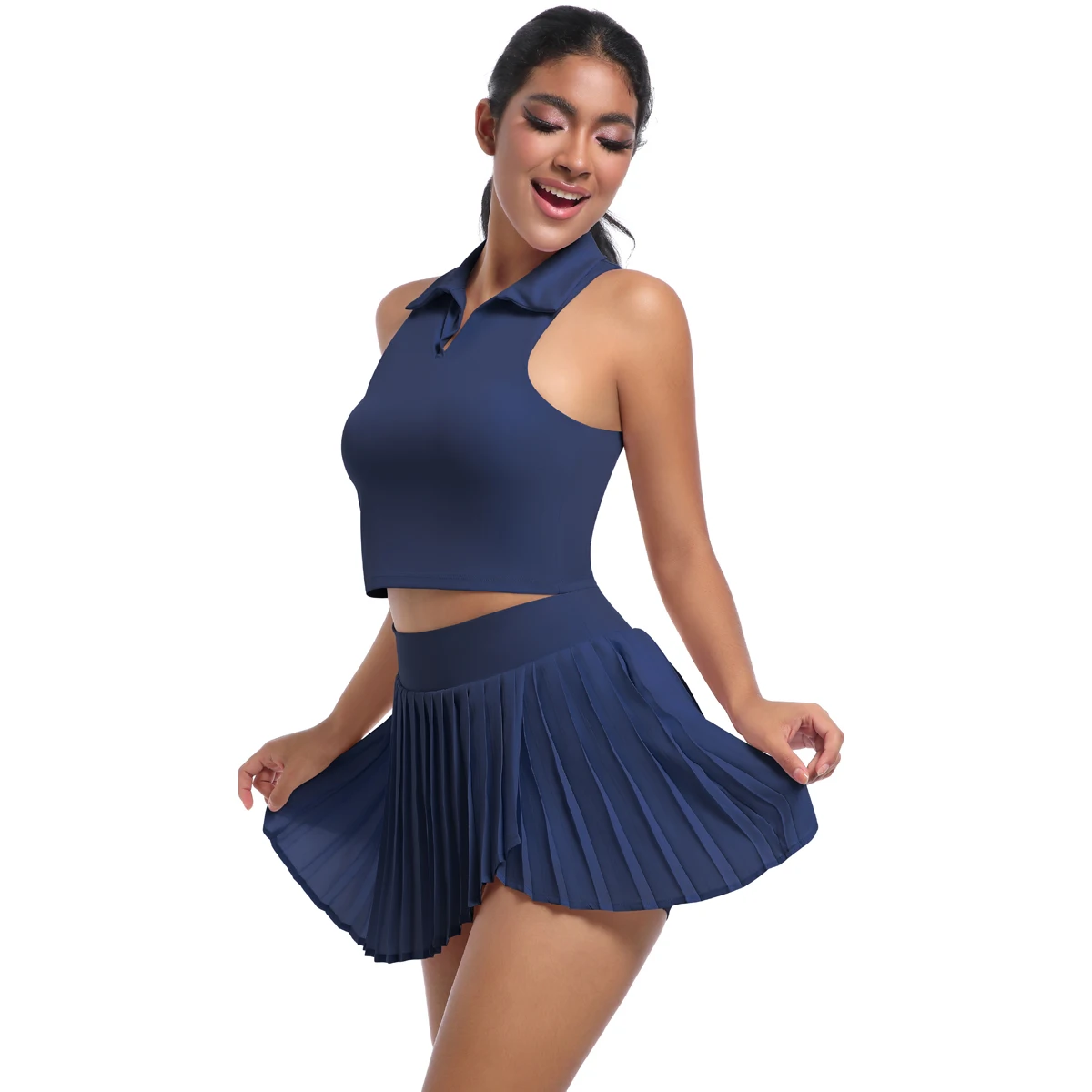 Yoga Suit Sports Set Sexy Breathable Quick Drying Sport Brassiere Tennis for Women Dance Fitness Solid Sports Skirts Female