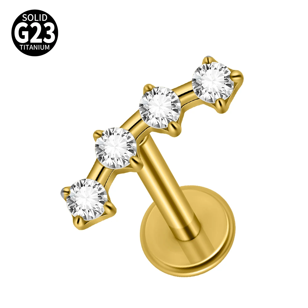 G23 Titanium Clear CZ Gem Labret & Lip Stud