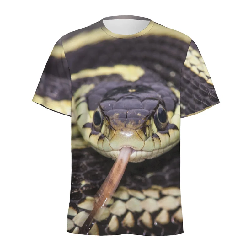

Разноцветная футболка с 3D принтом змеи для мужчин, футболки с круглым вырезом и индивидуальным животным узором, уличная одежда, футболки с короткими рукавами, топы