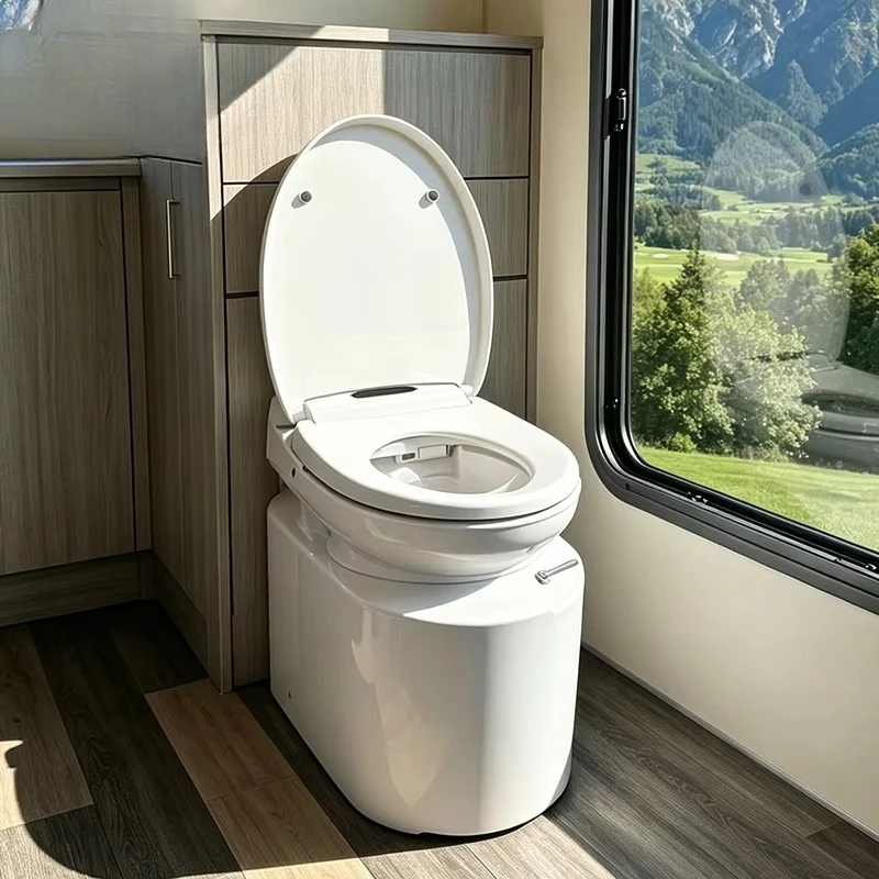 Caravan RV Smart Toilet Biodegradable Electronic Bidet Siphonic Flush Mobile WC Trailer Parts Equipment Vendor