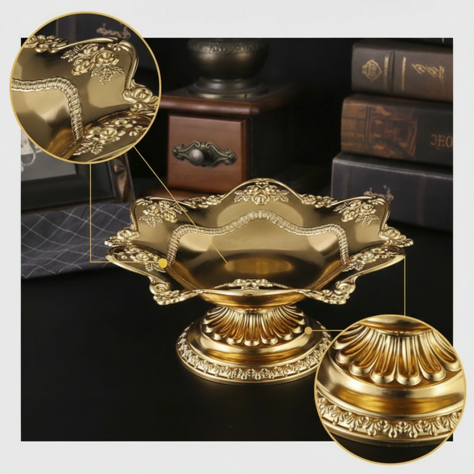 Lotus Fruit Plate Scalloped Fruit Bowl with Pedestal Footed Plate Elevated Lotus Bowl Decorative for Living Room, Altar