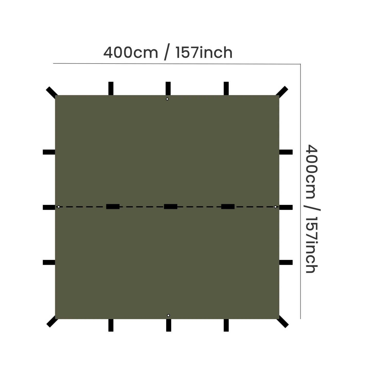 400*400CM Versatile Lightweight Waterproof Camping Tarp Tent, Hammock Hot Tent, Fishing Canopy Tent, Picnic Camping