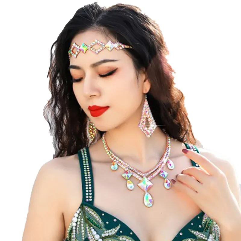 BlingBlingRhinestone gota frente cabeza cadena sombreros joyería reina accesorios Tribal danza del vientre tocado para mujeres
