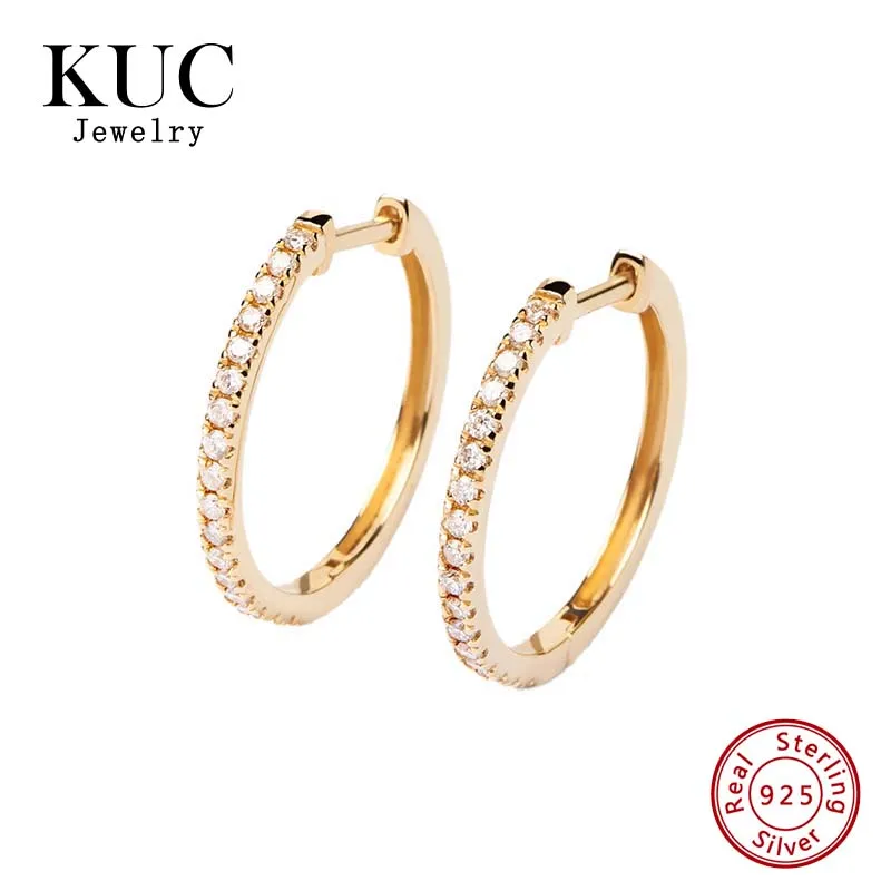 

Medium-sized Hoop Earrings Exquisite and Luxurious 925 Sterling Silver Eternity Medium Zircon Women Hoop Earrings