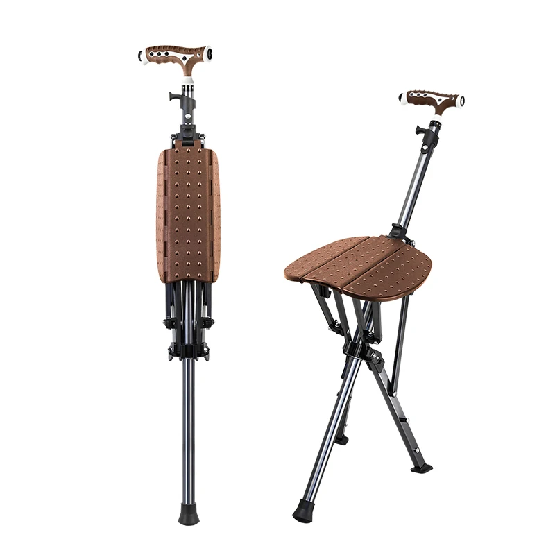 

One Click Quick Open Stool Floating Massage Tripod with Light Emitting Diode Light Multifunctional with Seat Cane