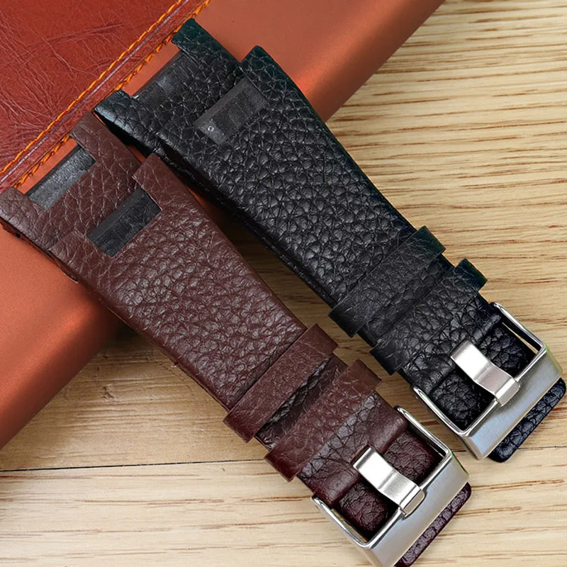 For diesel DZ1216 DZ1273 DZ4246 DZ4247 DZ287 Watch strap 32x17mm black brown Notched leather bracelet Men's wristwatches band