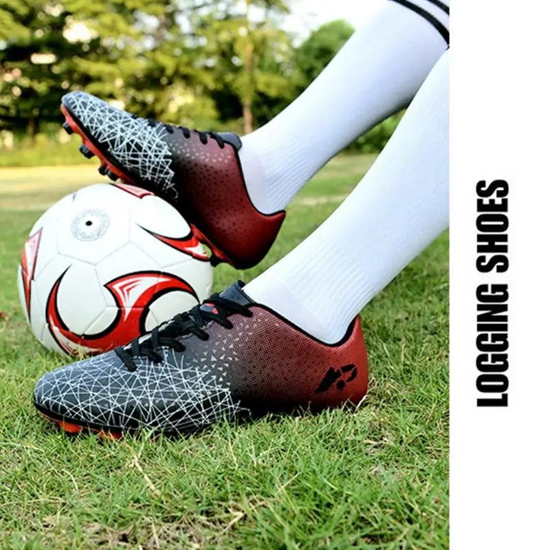 Professional Soccer Shoes For Men Soft Football Shoes For Kids Grass Training Soccer Sneakers Anti-Slip Ankle Cleats Boots