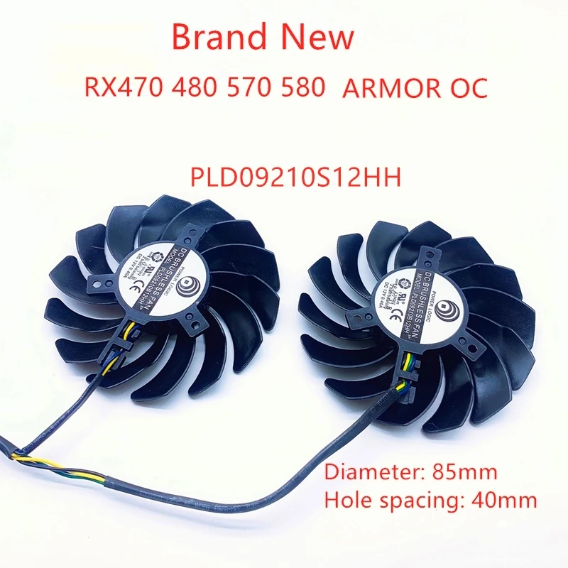 New Computer Graphics Video Card GPU Cooling Fan For MSI RX 470 480 570 580 Armor VGA Cooler Fan Radiator 85mm PLD09210S12HH / 9