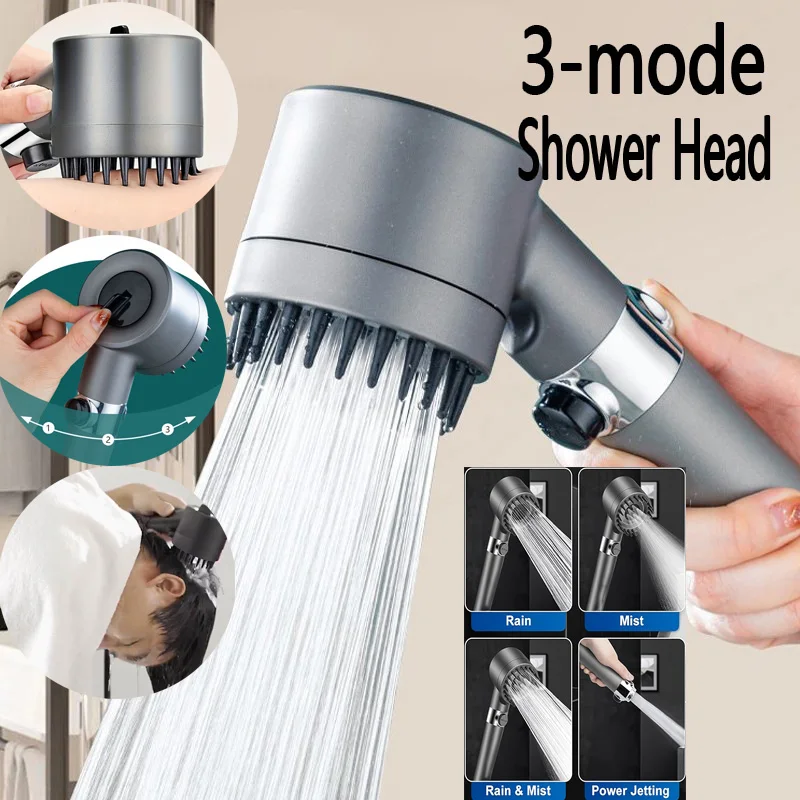 Strong Current Shower Head Powerful High Pressure Shower Head Adjustable Spray Massage Rain Faucet Shower Set Bathroom