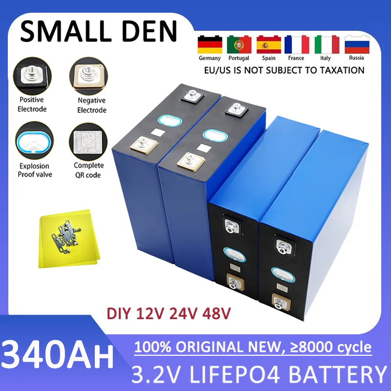 2025 New 3.2V 340Ah 3C A-level 8000 cycle Lifepo4 battery DIY 12V 24V 48V RVcamping car solar golf rechargeable batter Duty Free