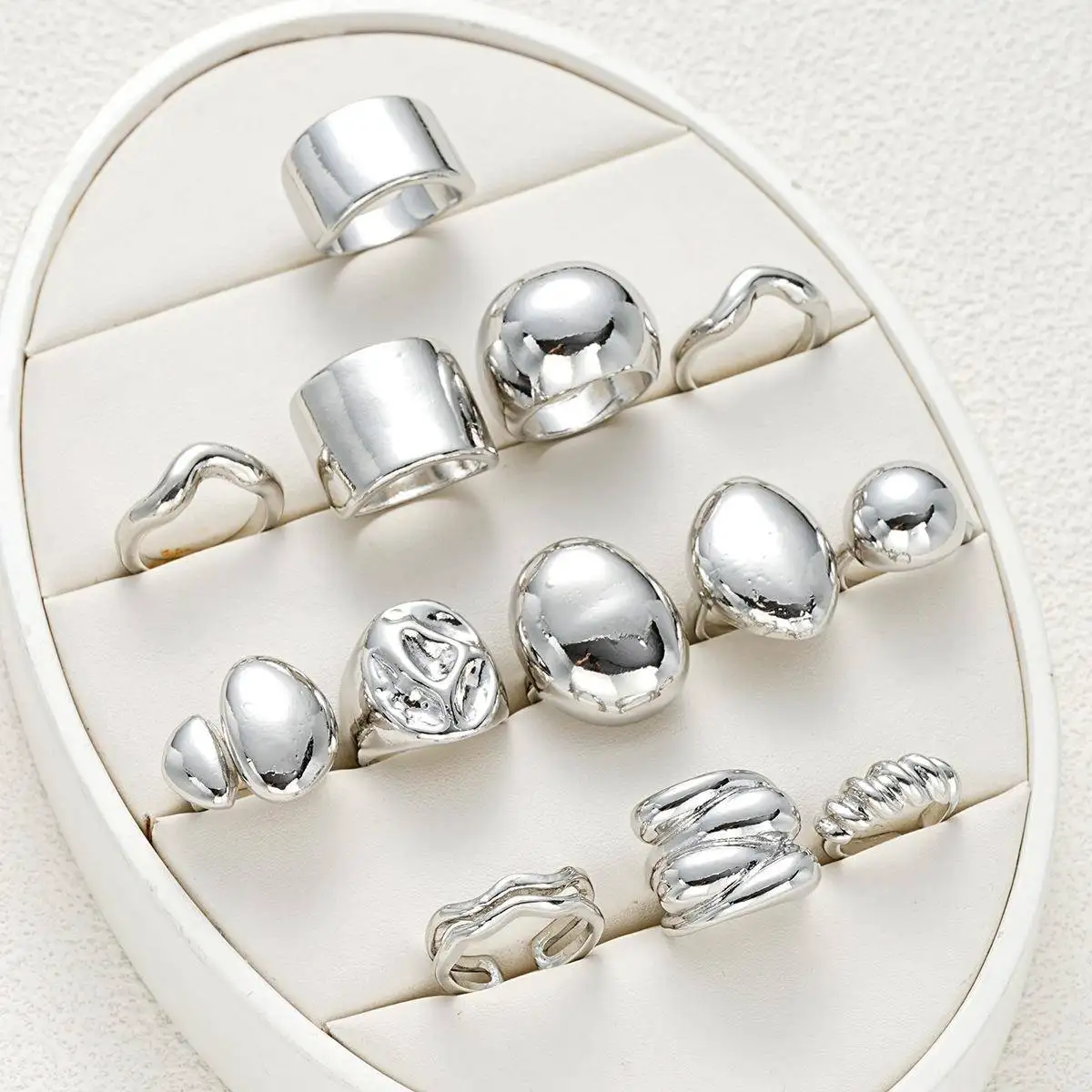 

Экзотический набор колец для трансграничной торговли, 13 предметов, с матовым покрытием, в форме капли, с неровными линиями, модные ювелирные изделия