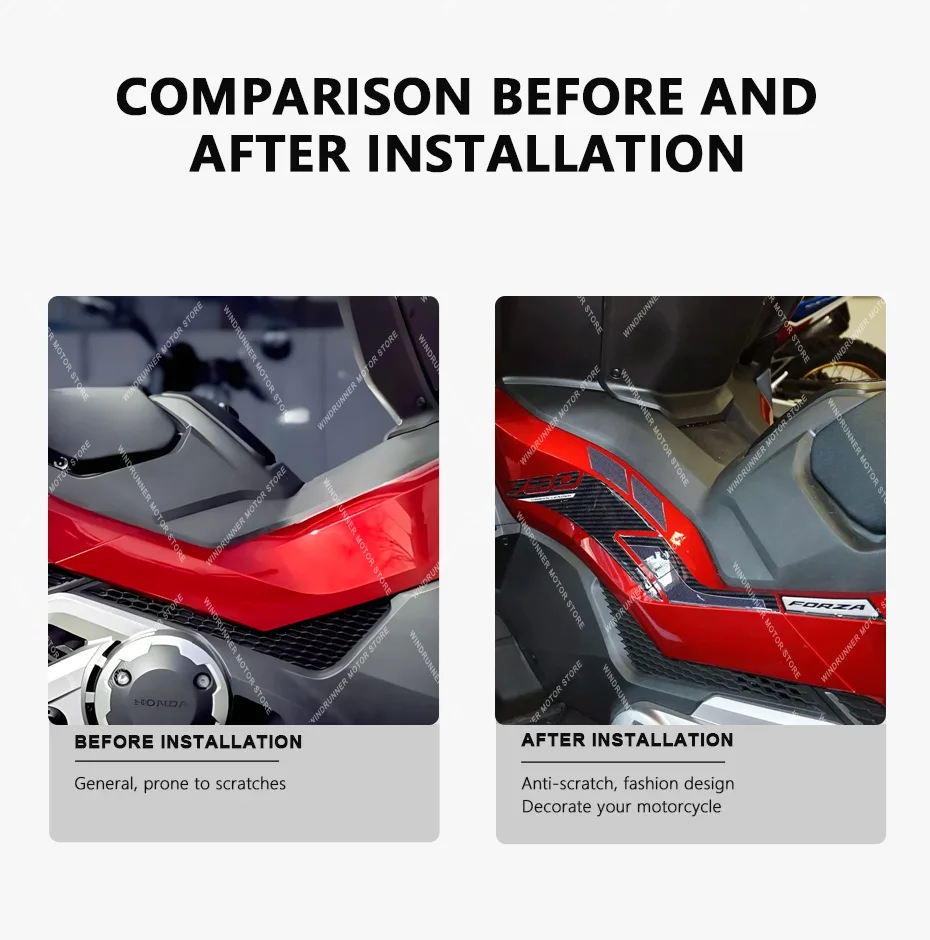 Motorcycle 3D Epoxy Resin Stickers Side Boomerang Protections For Honda Forza 750 2021-2023