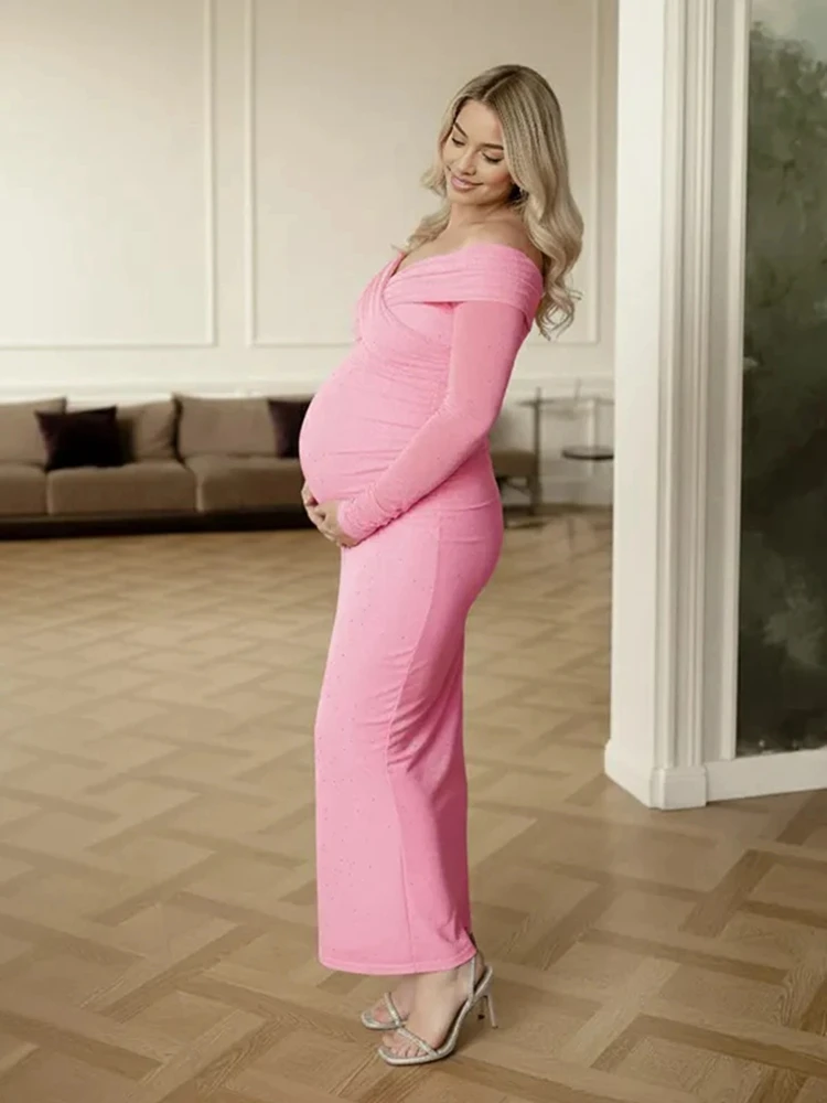 maternity-off-shoulder-sequin-photography-dress-long-sleeve-slit-pregnancy-photo-gown-baby-shower-outfit-sparkly-maternity-costu