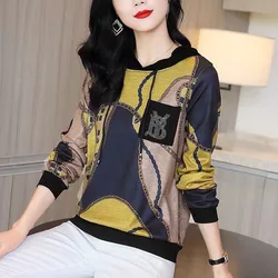 Autumn Fashion Oversized Long Sleeve Pullover Hoodies 2022 Casual Loose Blouses Temperament Women's Clothing Diamonds Tops