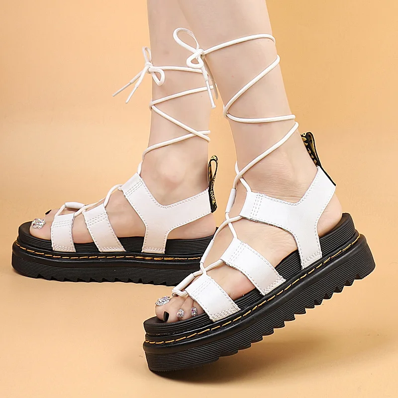 

Classic White Women's Summer Sandals Luxury Brand Sandals Women Comfort Leather Womens Platform Sandals 2024 sandalias de mujer