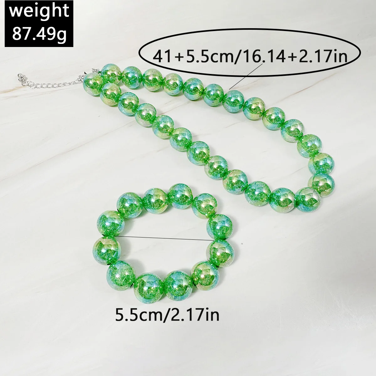 Docona Bohemian Glass Colored Glass Beaded Necklace Bracelet Set Women's Minimalist Chain Summer Vacation Jewelry