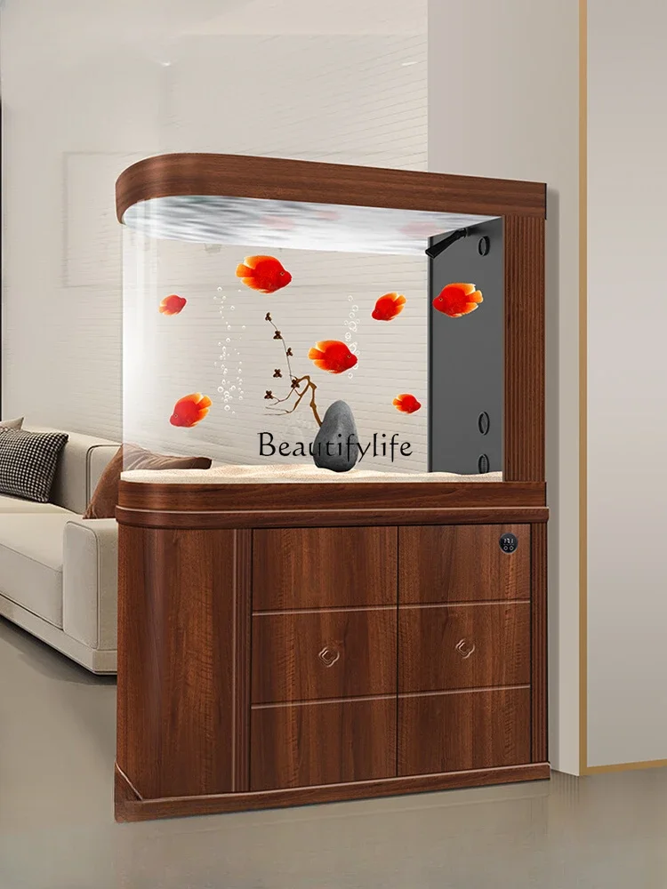 Bottom Filter Fish Tank Living Room Large Floor Household Subareas Screens 2024 New Change Water Chinese Style