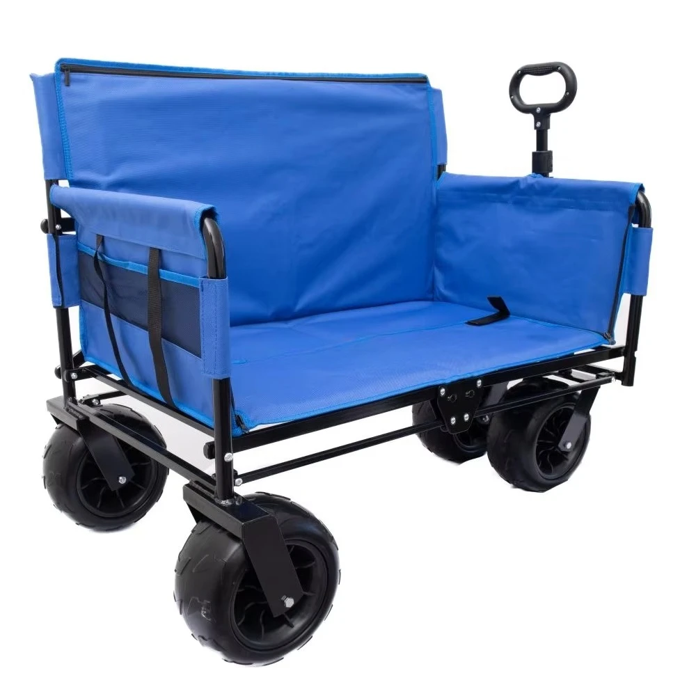Wagon Stroller With Seats Converts to Bench 3 in 1 Cup Holders Adjustable Handle Steel Frame Outdoor Park Beach Travel