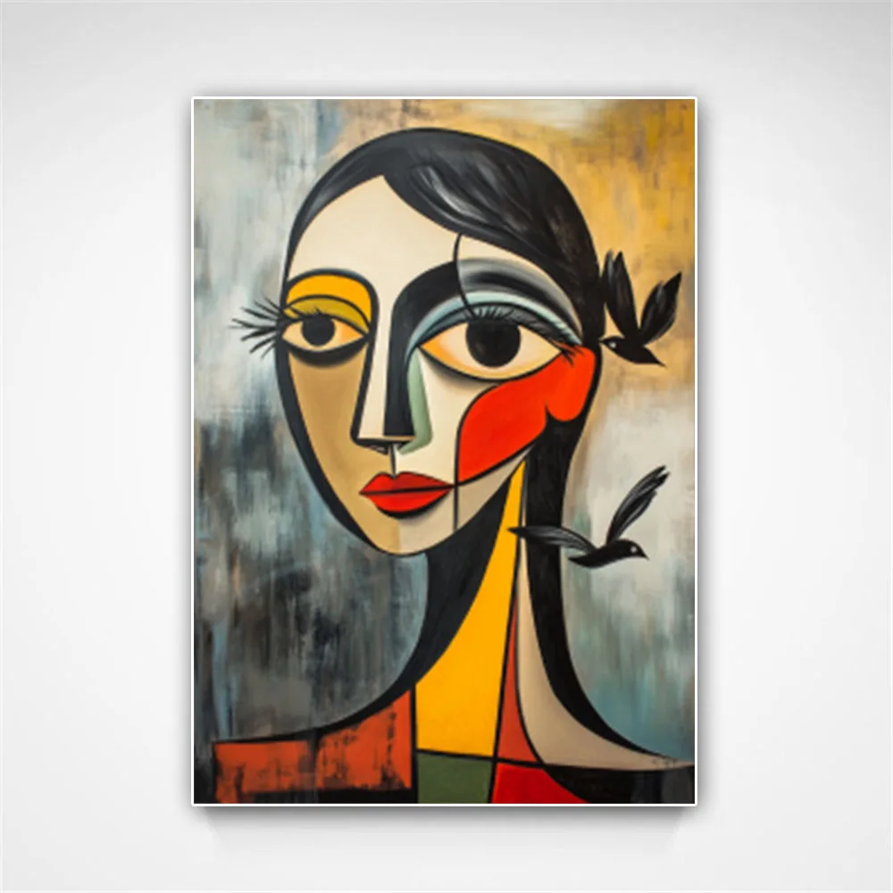 Modern Bohemian Girl Pattern Abstract Figure Oil Painting On Canvas Hand-Painted Wall Art For Living Room Decor Picture Mural